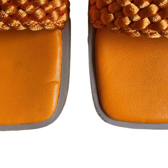 NEW Marc Fisher Jaxxon Square Toe Heeled Sandals Size 5.5 Orange Woven Strap - Picture 14 of 16